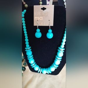 Aqua necklace and earrings set